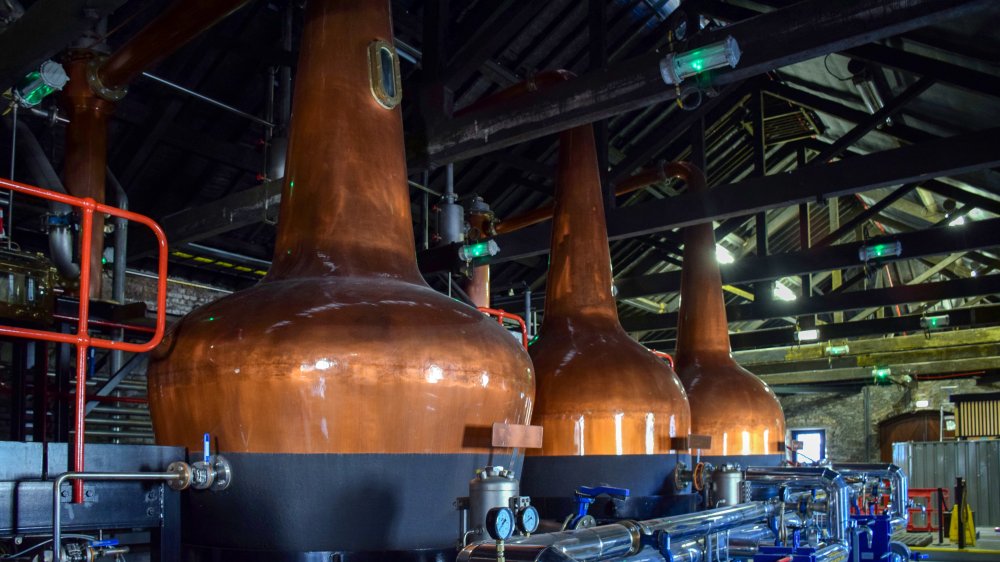 Scotch stills in a distillery