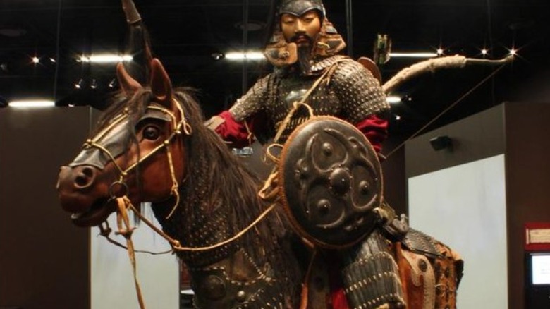 Mongolian warrior with shield from museum