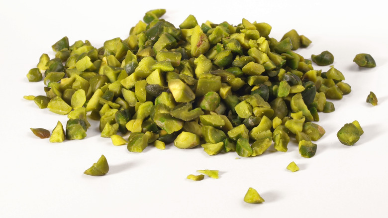 Green chopped pistachios