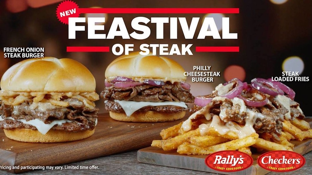 Rally's ad for cheesesteak burger and fries 