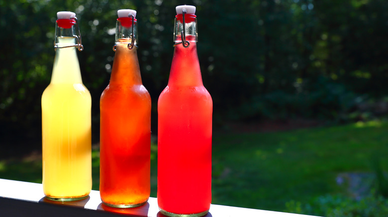 kombucha in flip top bottles