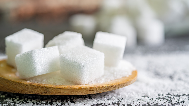 Sugar cubes with granulated sugar