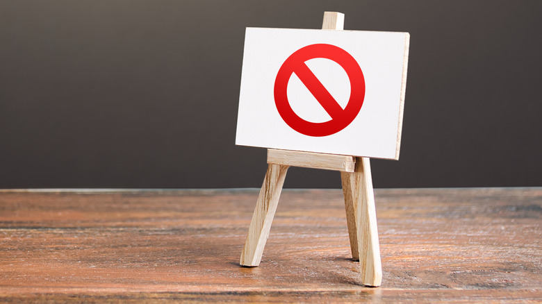 Ban symbol on an easel