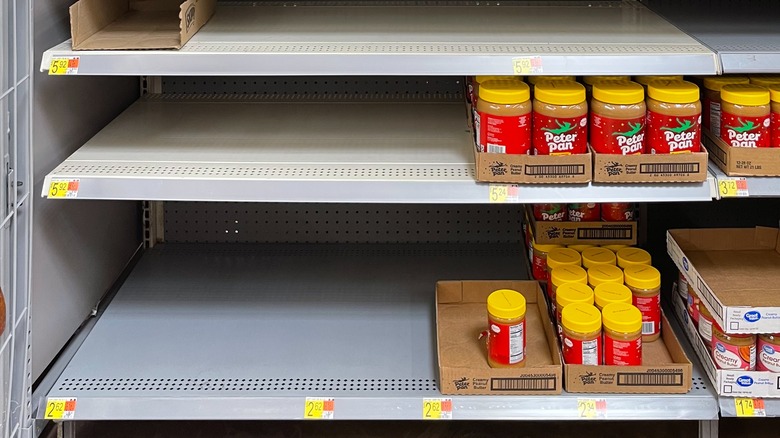 Empty shelves of peanut butter