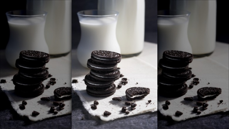 stack of Oreos and milk