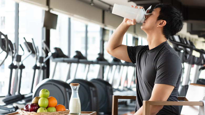 athlete drinking milk