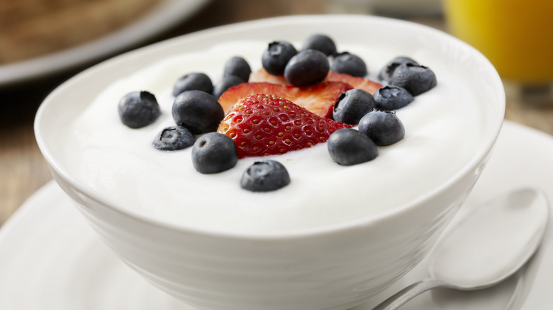 Bowl of yogurt with berries