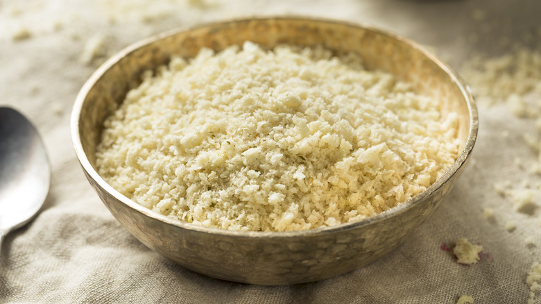 Panko breadcrumbs in wooden bowl