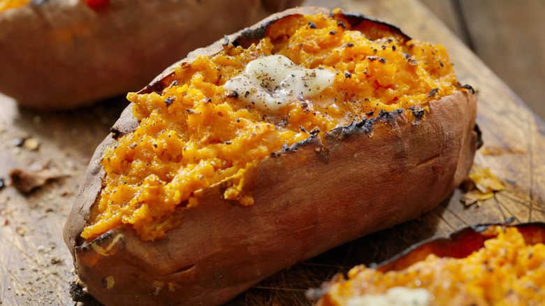 Baked stuffed sweet potato