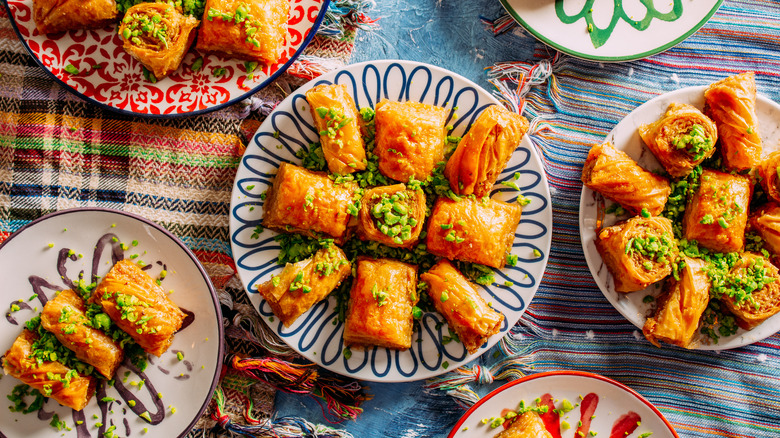 Plates of baklava