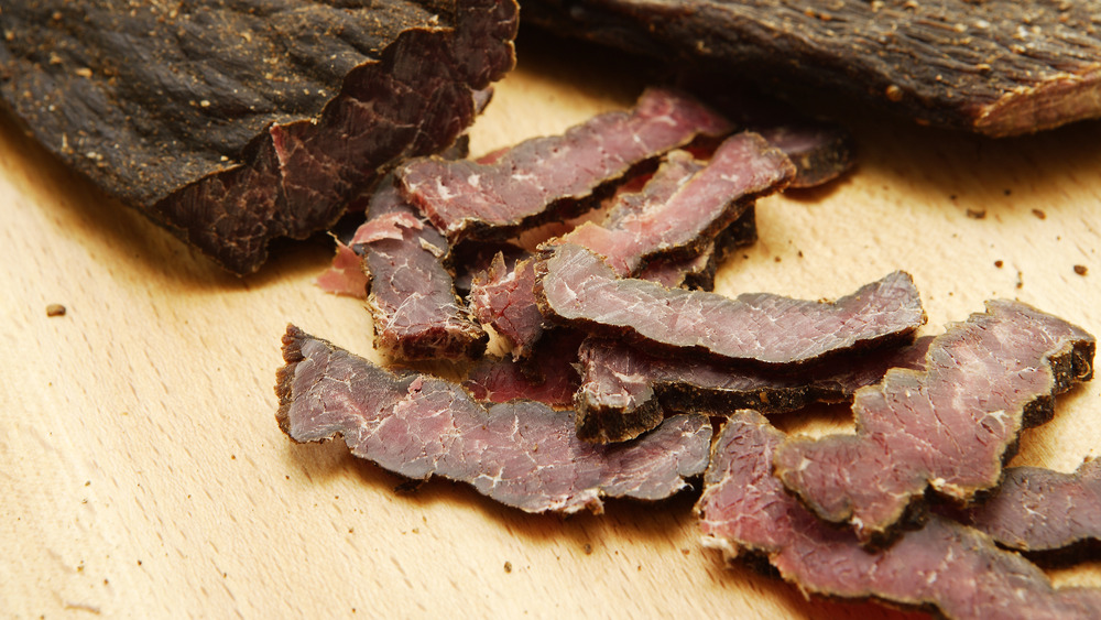 biltong on cutting board