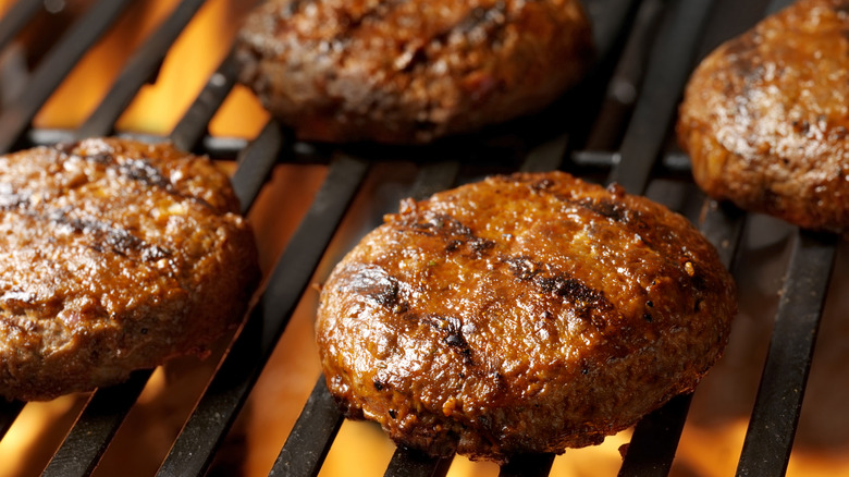 Burger patties on grill