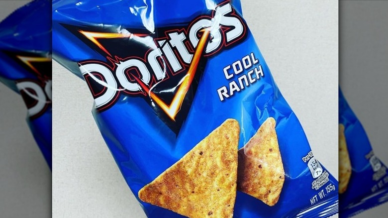 Blue bag of Doritos Cool Ranch chips