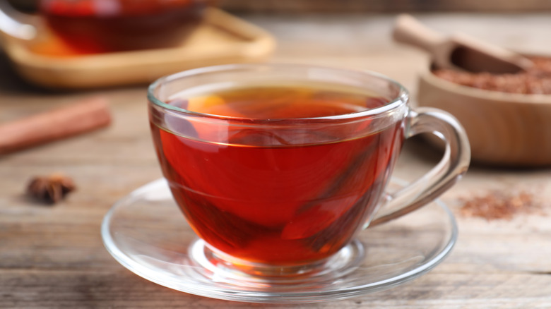 a glass of rooibos tea