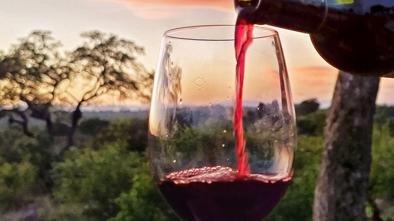 red wine being poured outdoors