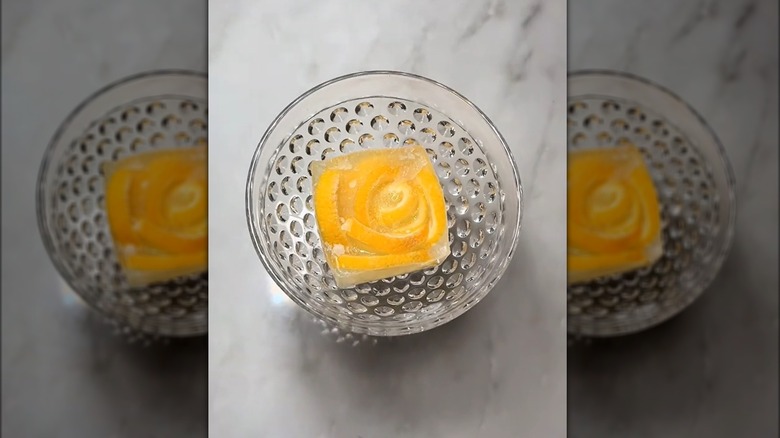 lemon rose in cocktail glass
