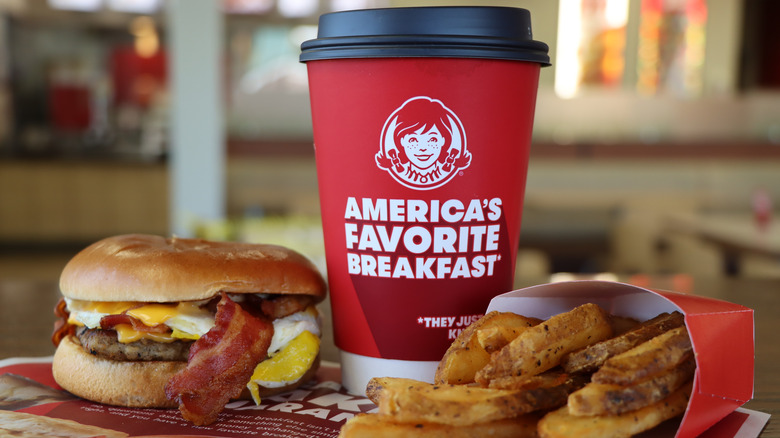 wendy's breakfast burger and potatoes