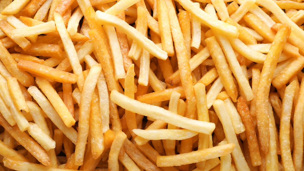 French fries stacked on top of each other