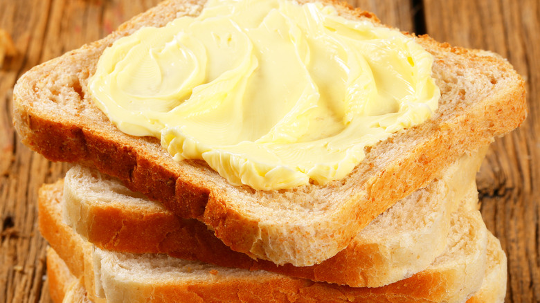 Butter spread on bread