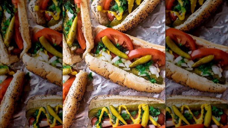 Chicago-style hot dogs at Hot Dog Heaven