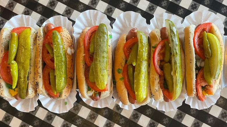 Chicago-style hot dogs at Portillo's