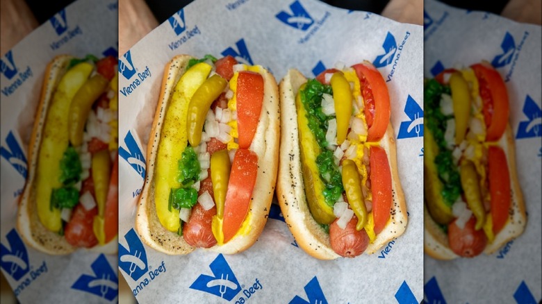 Chicago hot dogs at Vienna Beef