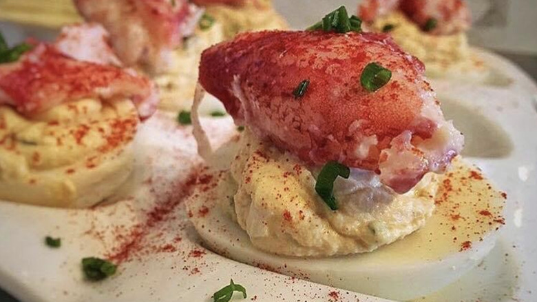 Deviled eggs with lobster