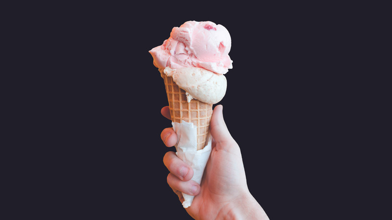 Scoop of strawberry frozen custard