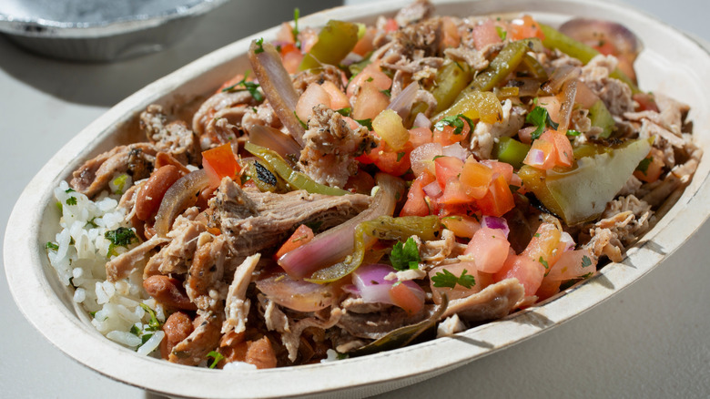 Chipotle bowl with carnitas