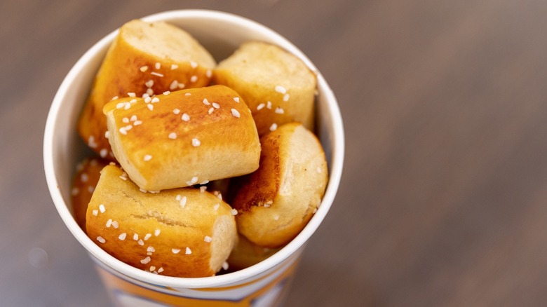 Fresh pretzel bites with salt