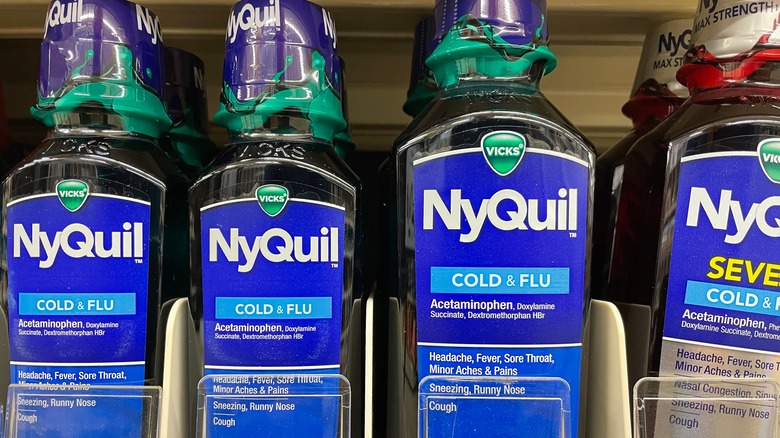 NyQuil bottles on shelf