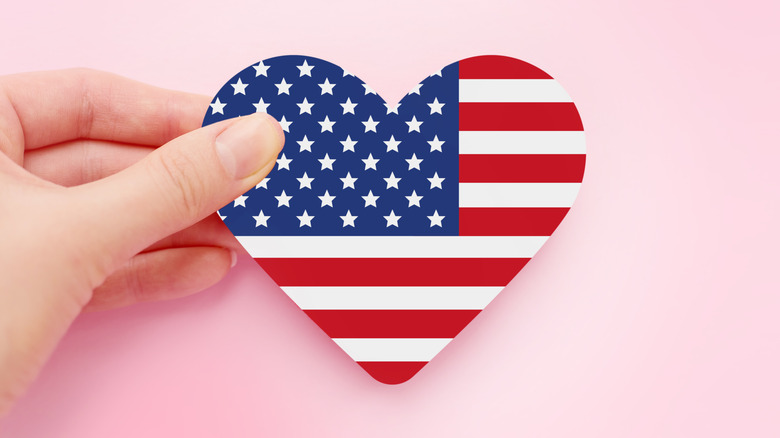 us flag in the shape of a heart