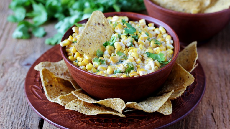 Street corn dip with chips