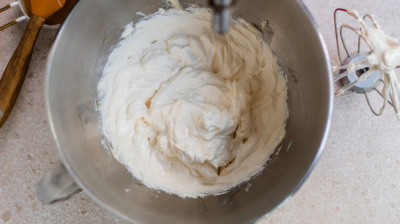 whipped butter in mixer bowl