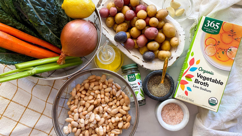 vegetables beans broth and seasonings