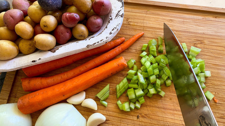 potatoes carrots celery onions garlic