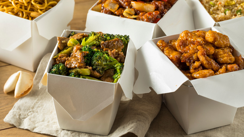 Chinese food in takeout containers