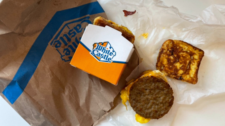 Sliders on white castle bag