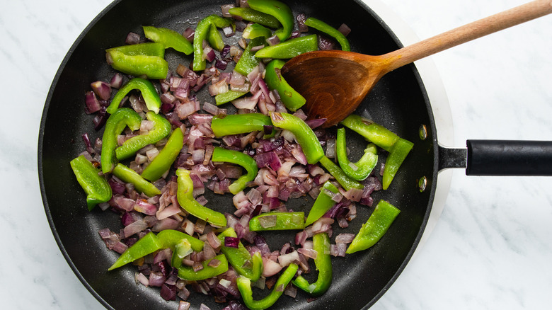 veggies in a frying pan 