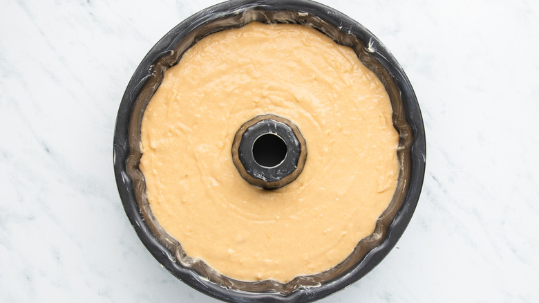 batter in bundt pan 