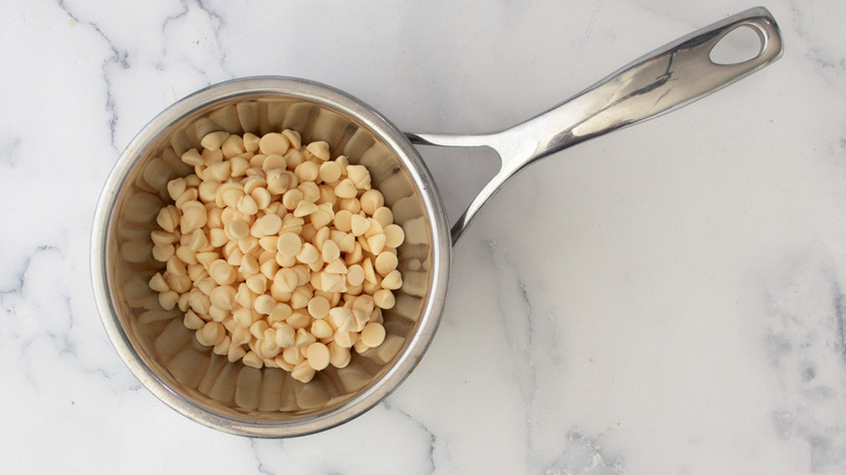 white chocolate in double boiler