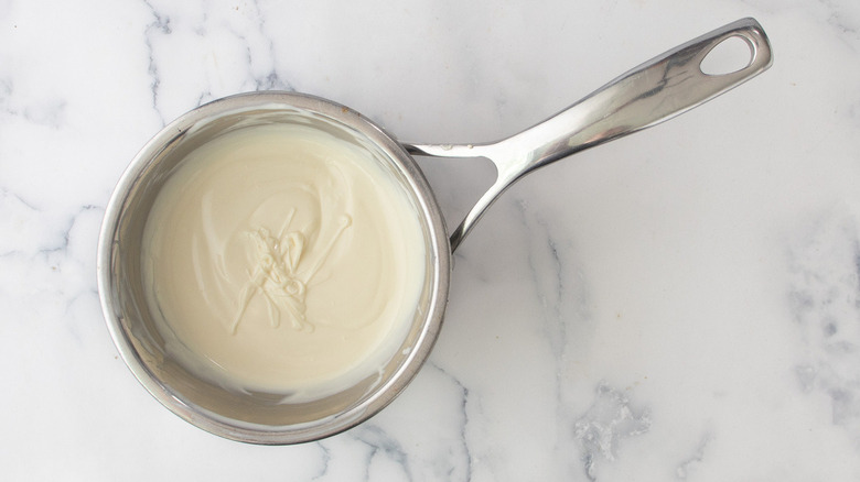 white chocolate in double boiler