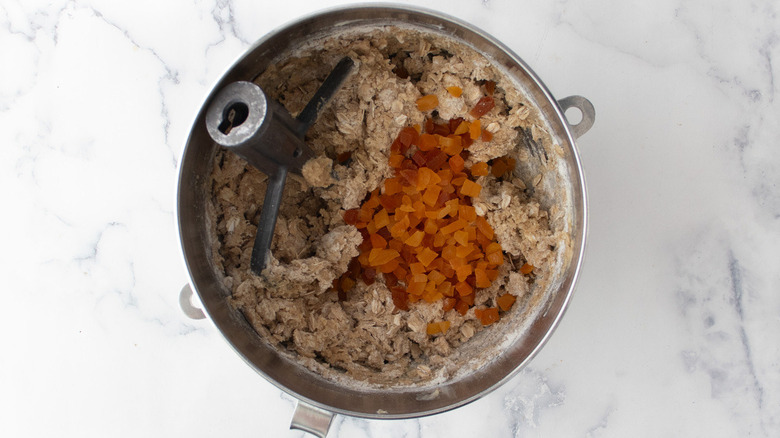 cookie dough with dried peaches