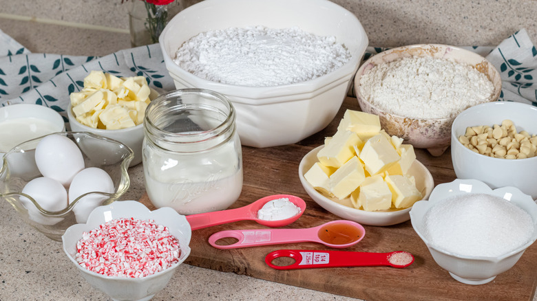 ingredients for white chocolate peppermint cake