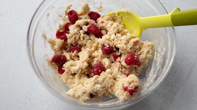 raspberry white chocolate scone batter