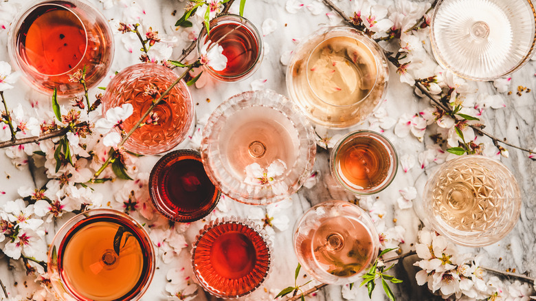 Glasses of rosé wine