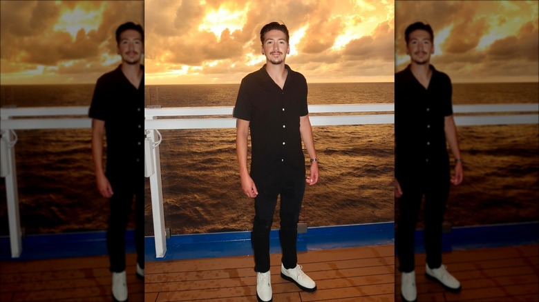 Hunter Fieri in front of ocean sunset