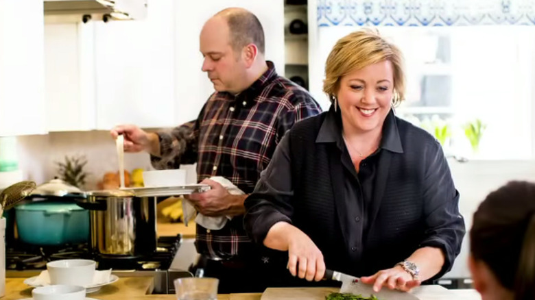 Julia and Ian Davison cooking