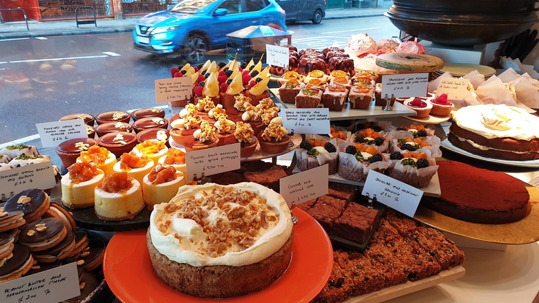 display of cakes in Ottolenghi deli