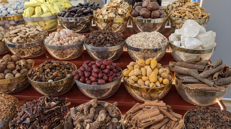 spices and ingredients at Middle Eastern market